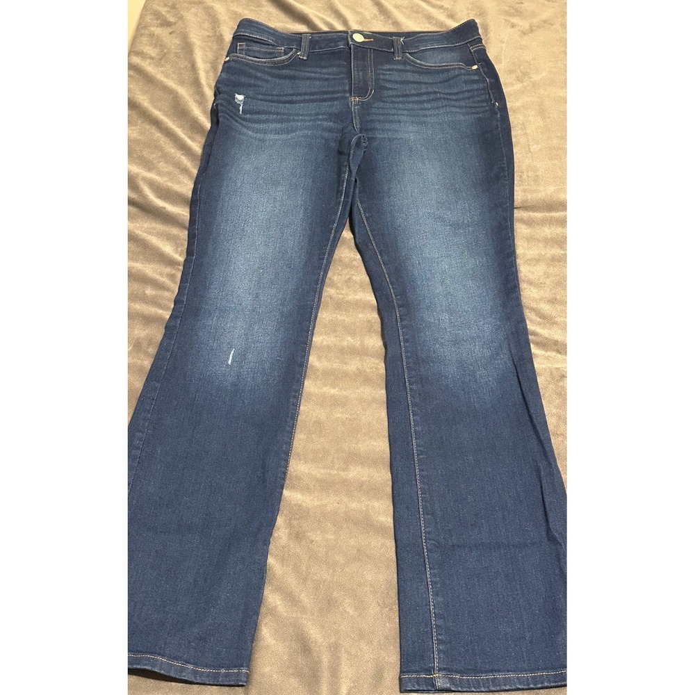 LC Lauren Conrad Dark Wash Bootcut Jeans Distressed High Rise Size 12